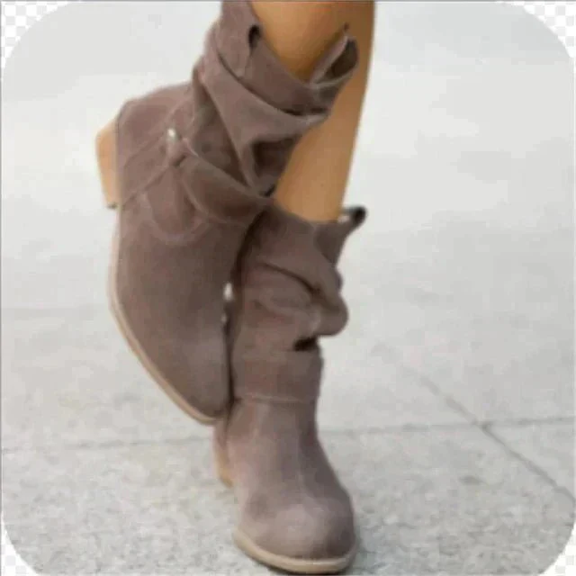 Suède Enkellaarsjes Dames – Slouchy Design met Lage Hak - Afbeelding 5
