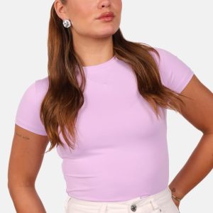 T shirt met ronde hals lila