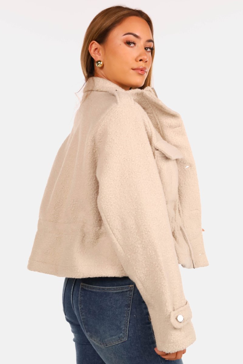 Teddy jasje met trekkoord beige - Afbeelding 4