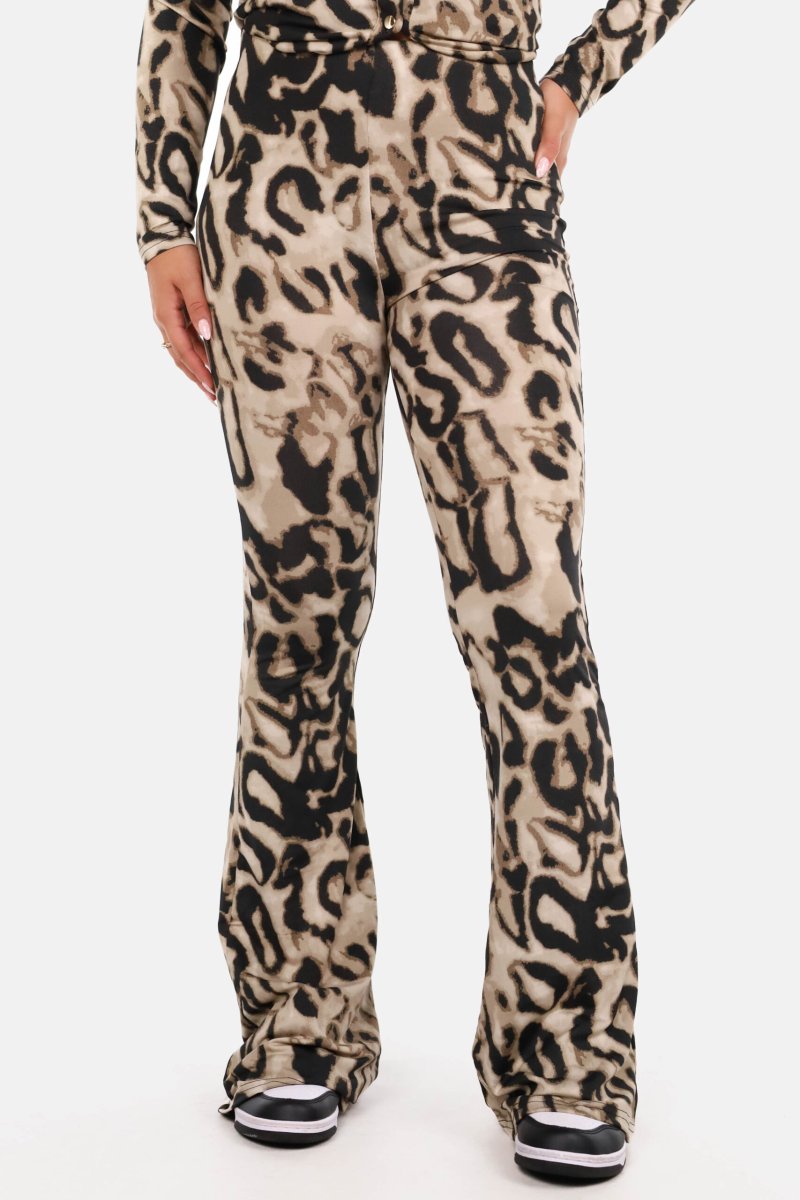 Travel flared pants leopard print grijs - Afbeelding 2