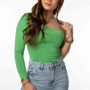 Travel top one shoulder groen