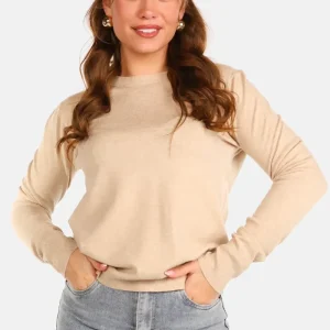 Trui basic fijngebreid beige