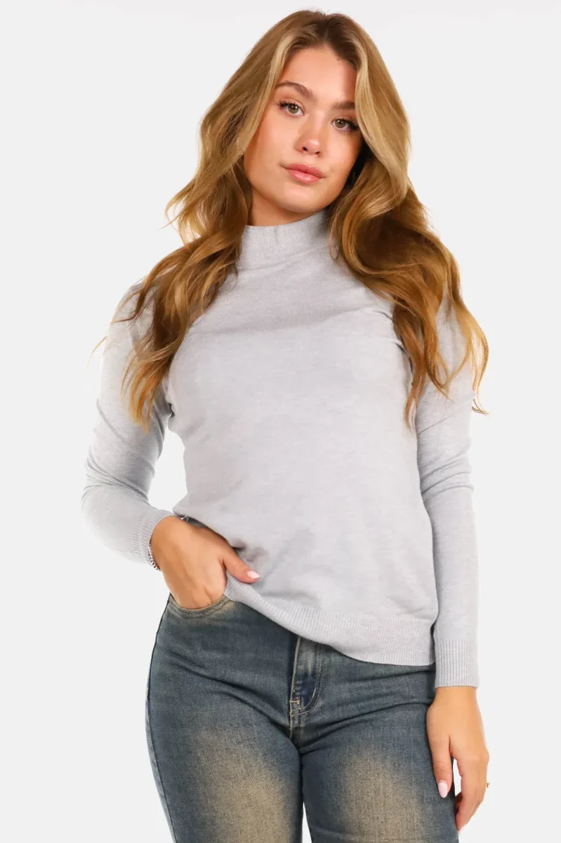Trui turtleneck lichtgrijs - Afbeelding 2