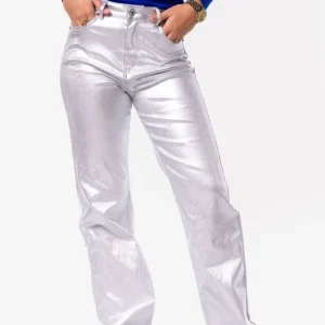 Wide leg coating zilver