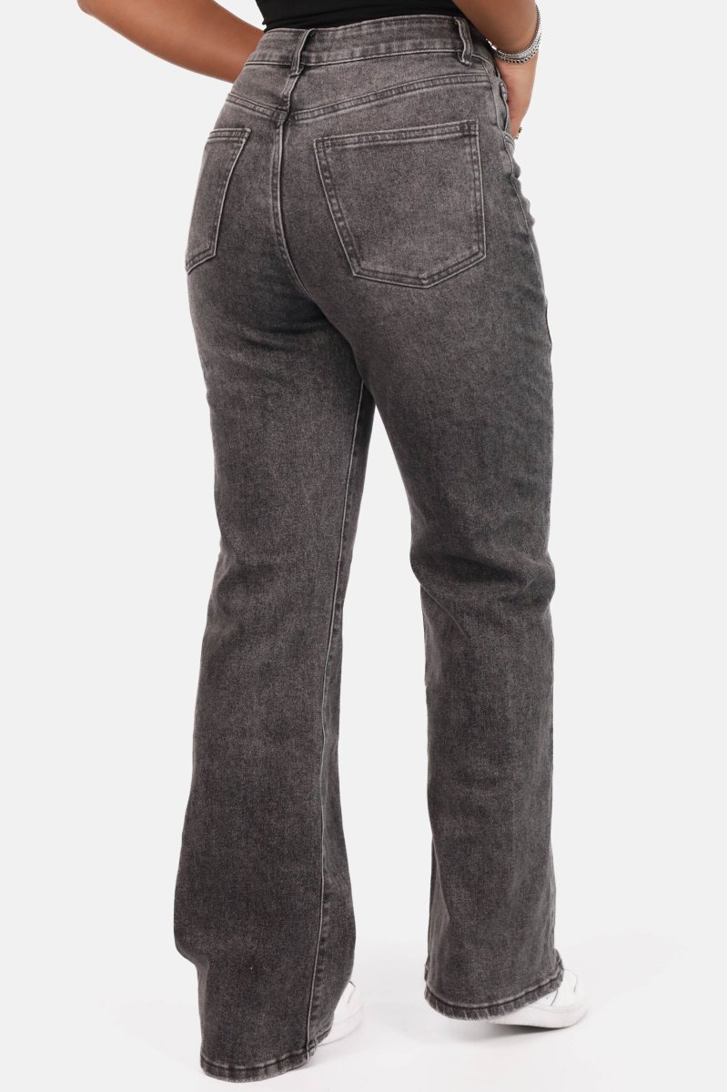 Wide leg jeans met asymmetrische sluiting grijs - Afbeelding 5