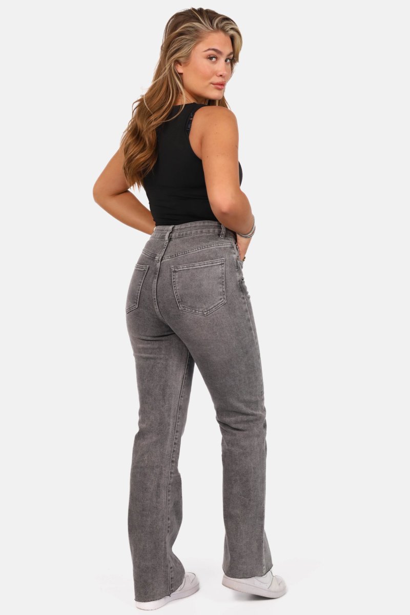 Wide leg jeans met hoge taille grijs - Afbeelding 5