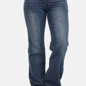 Wide leg jeans mid waist full length blauw