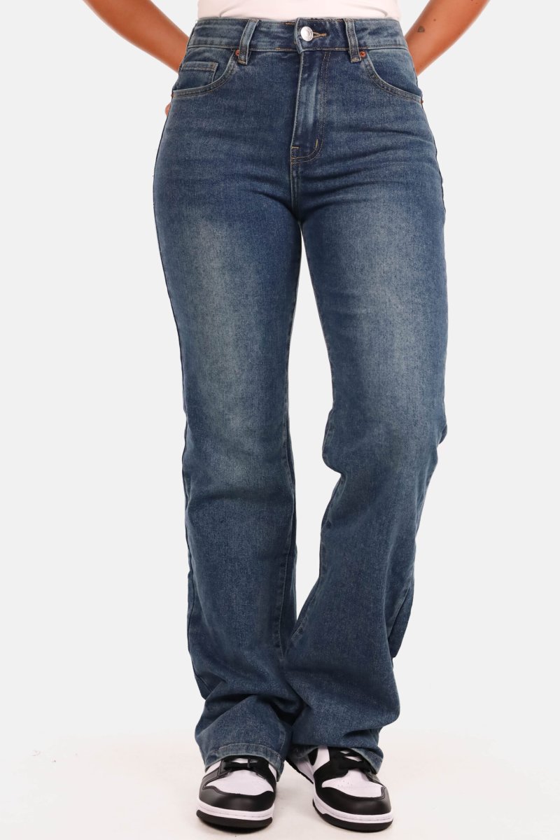 Wide leg jeans mid waist full length blauw