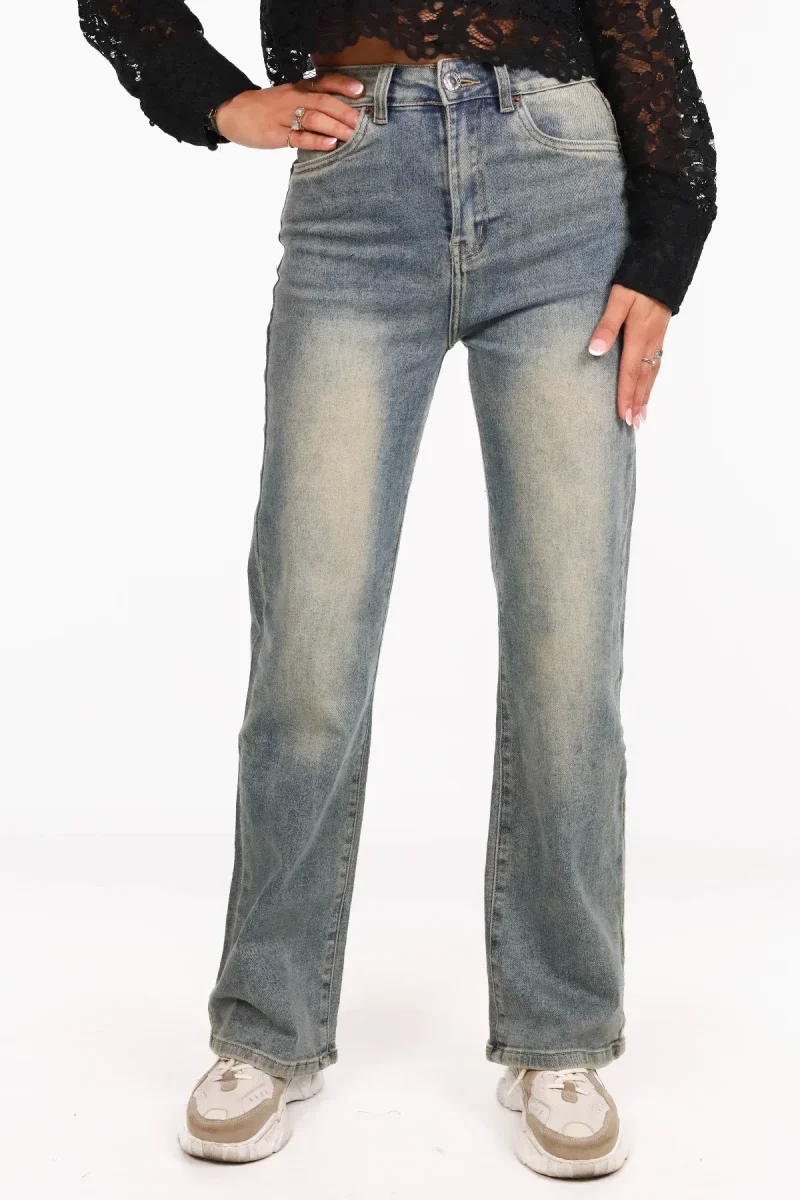 Wide leg jeans vintage mid blauw