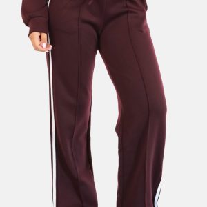Wide leg joggingbroek met strepen bordeaux