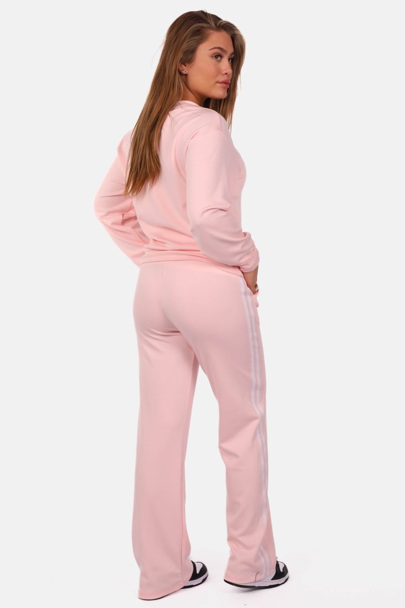 Wide leg joggingbroek met strepen lichtroze - Afbeelding 5