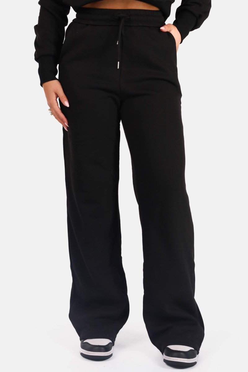 Wide leg joggingbroek met trekkoord zwart - Afbeelding 2