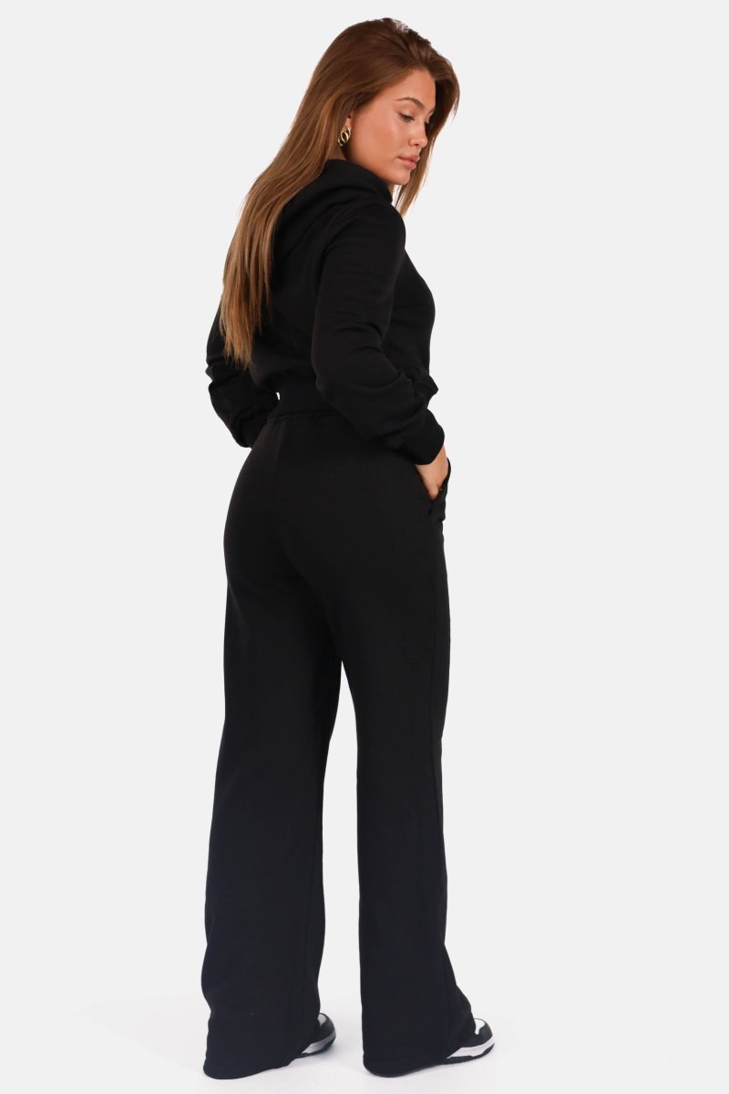 Wide leg joggingbroek met trekkoord zwart - Afbeelding 5