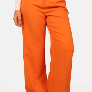 Wide leg pantalon hoge taille oranje
