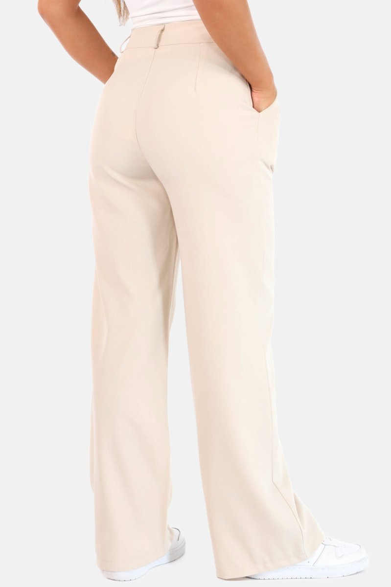 Wide leg pantalon met hoge taille beige - Afbeelding 4