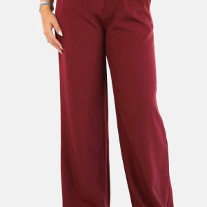 Wide leg pantalon met hoge taille bordeaux