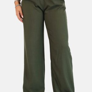Wide leg pantalon met hoge taille kaki