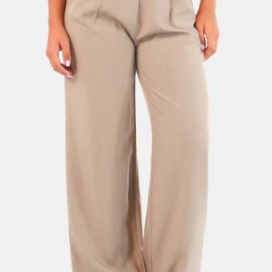 Wide leg pantalon met hoge taille taupe