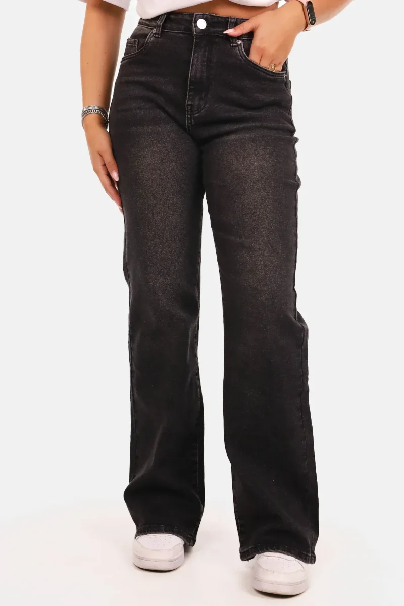 Wide range wide leg jeans met hoge taille gewassen zwart - Afbeelding 2