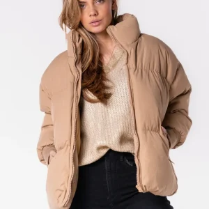 Winterjas gewatteerd kort bold camel