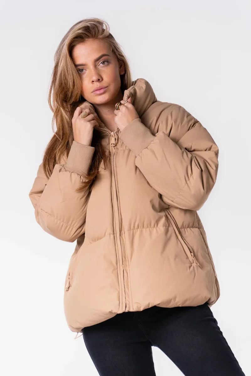 Winterjas gewatteerd kort bold camel - Afbeelding 4