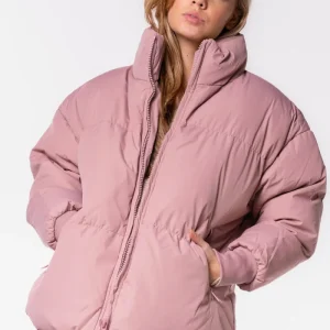 Winterjas gewatteerd kort bold roze
