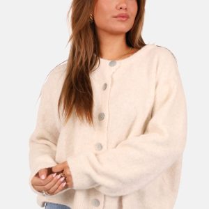 Wolblend vest met knoopsluiting beige