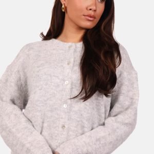 Zacht wolblend vest met knoopsluiting lichtgrijs